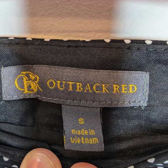 THE LIMITED Outback Red A-Line Dot Skirt Black White Polka Dots Pockets EUC S - Picture 4 of 8